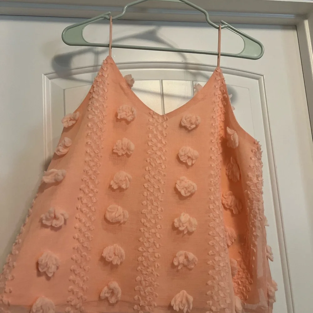 She + Sky Summer Pink Boho Coquette Textured Floral Spaghetti Strap Girly Cami - Picture 5 of 5